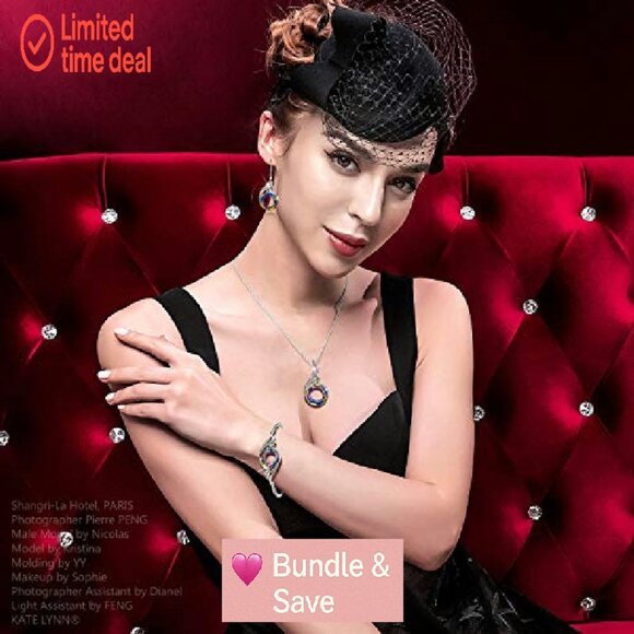 Sterling Silver Dangle Earrings with Austrian Crystals, Phoenix Symbol - Picture 6 of 8